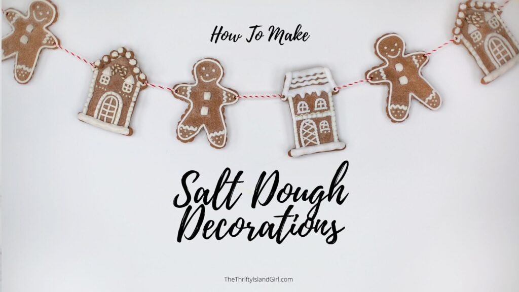 Gingerbread man christmas decorations made from salt dough. DIY