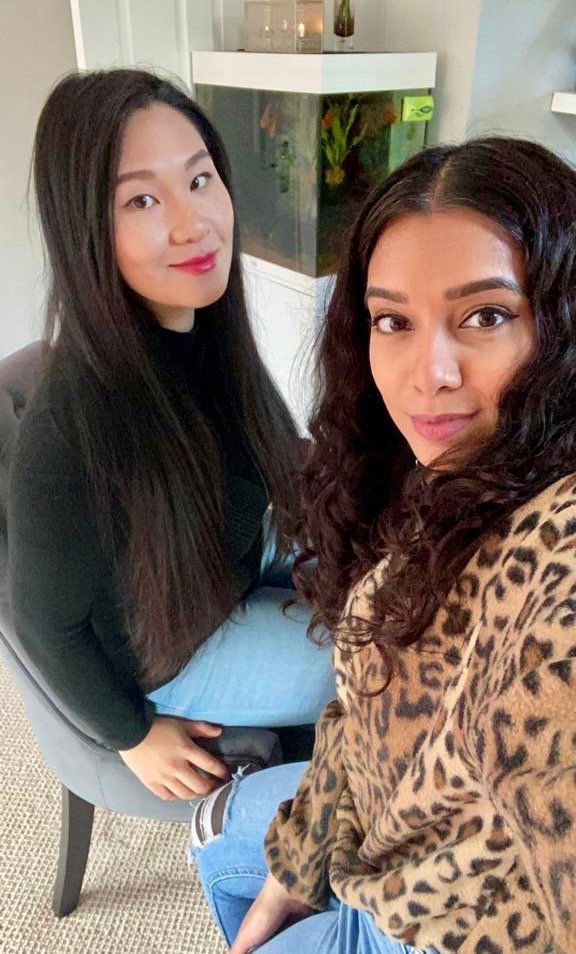 The Thrifty Island Girl Lei Hang and best friend Isma at home taking a selfie during a small break filming Bargain Brits on Benefits for Channel 5. 2 asian girls best friends. Sisters for life!