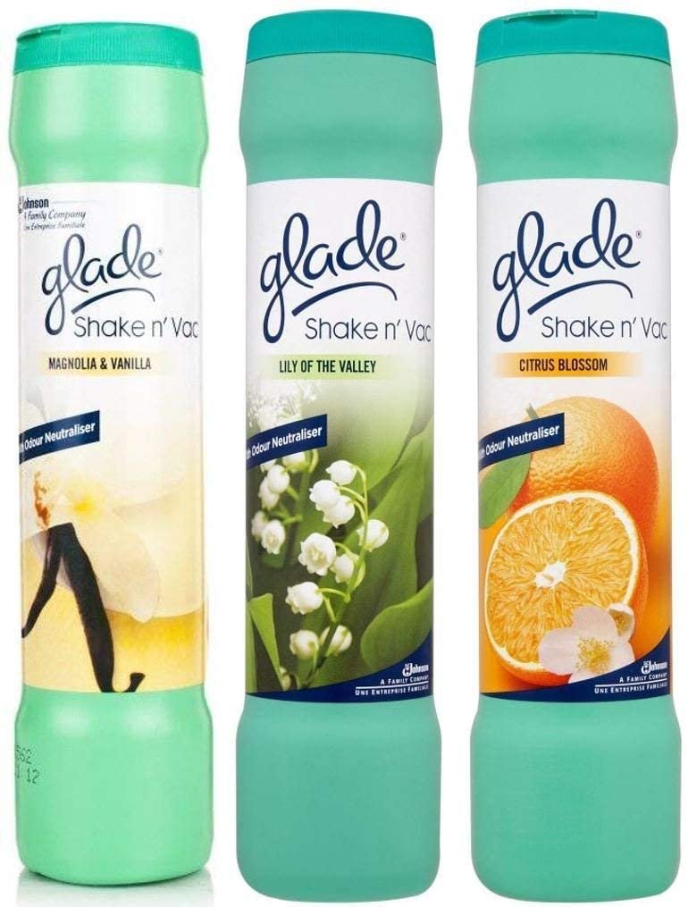 Lei Hang loves glase shake n vac to freshen her carpets up. These come in 3 different scents and can be bought as pack of 3 at Amazon