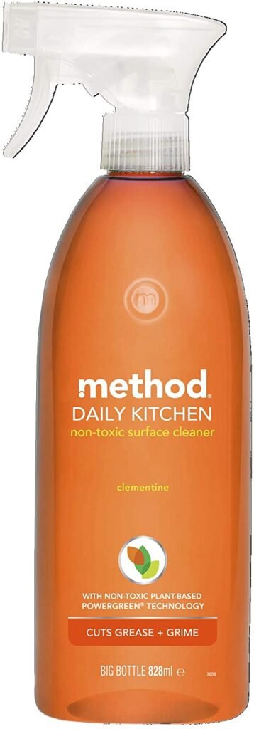 Method Daily Kitchen Clean eco-friendly cleaning product in a spray bottle. Lei Hang likes to buy these when they are on sale and uses it daily