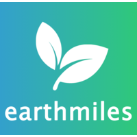Green and blue earthmiles logo with leaves. Earthmiles is an app that pays you to walk, run or cycle