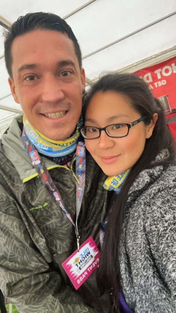 Lei Hang and Oliver Reade at the Isle of Wight Ultra Challenge raising money for Great Ormond Street
