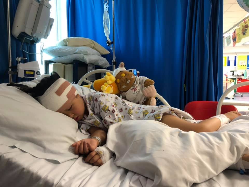 Lei Hang's daugther after surgery for Chiari Malformation
